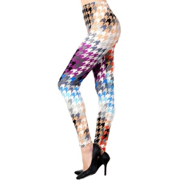 Super Soft Flowing Colors Hounds Tooth Leggings - Picture 2 of 4